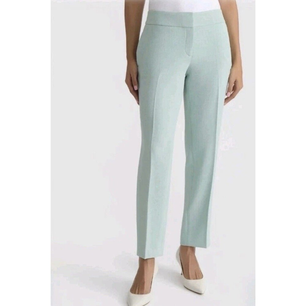 Kasper Women’s Green Stretch Slim Fit Flat Front Straight Leg Dress Pants 12 - Picture 2 of 11